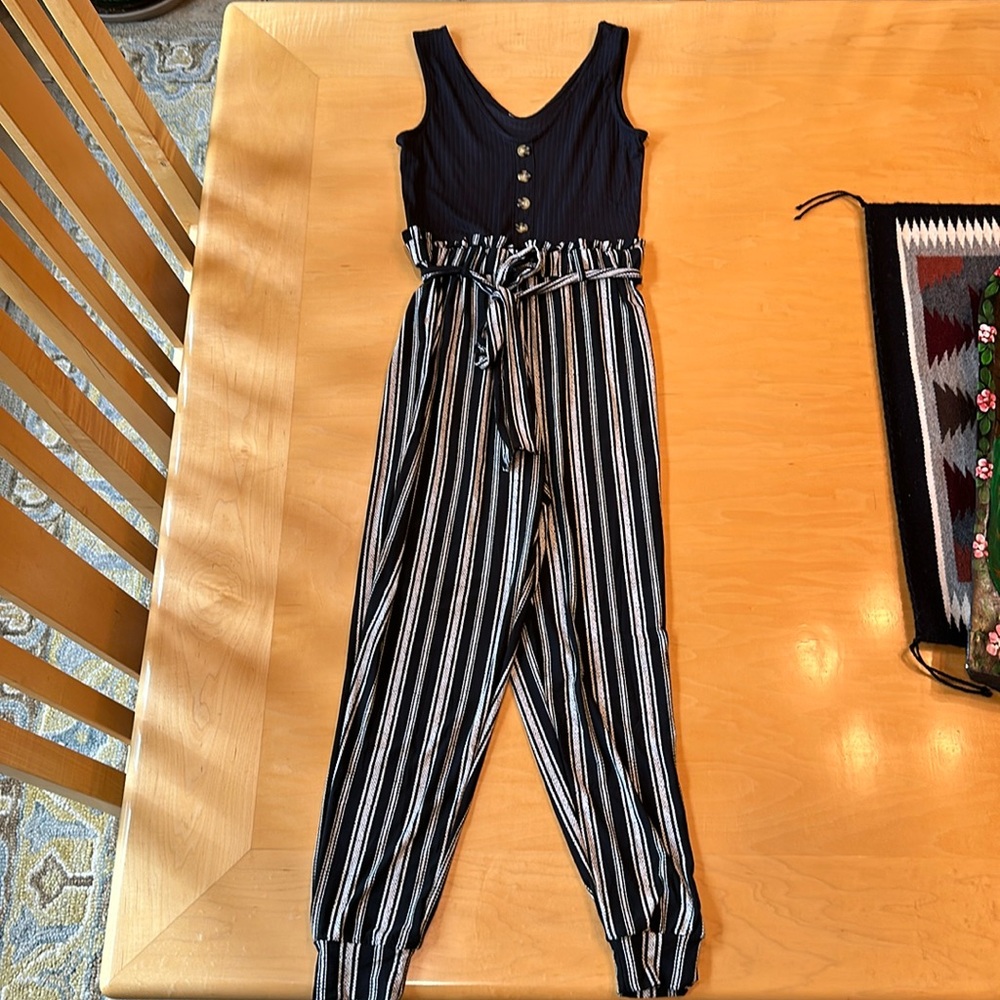 Black and white striped romper
